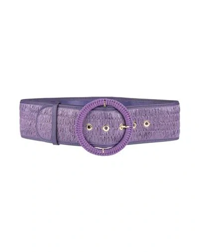 Luisa Spagnoli Woman Belt Purple Size S Natural Raffia