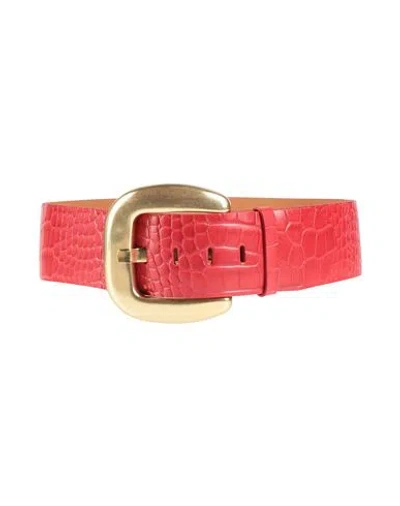 Luisa Spagnoli Woman Belt Red Size Onesize Leather In Pink