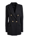 Luisa Spagnoli Woman Blazer Black Size 12 Linen In Black