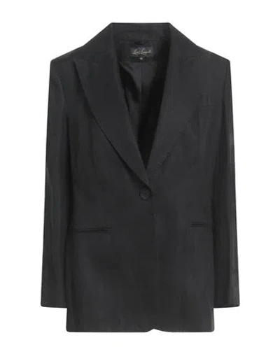 Luisa Spagnoli Woman Blazer Black Size 12 Linen