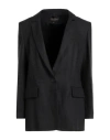 Luisa Spagnoli Woman Blazer Black Size L Linen