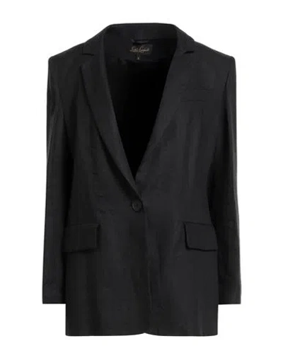 Luisa Spagnoli Woman Blazer Black Size L Linen