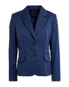 Luisa Spagnoli Woman Blazer Blue Size 12 Cotton, Elastane In Blue