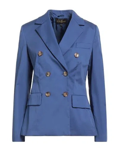 Luisa Spagnoli Woman Blazer Blue Size 12 Cotton, Elastane