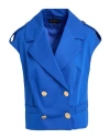Luisa Spagnoli Woman Blazer Bright Blue Size 12 Cotton, Elastane
