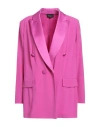 Luisa Spagnoli Woman Blazer Fuchsia Size 14 Acetate, Viscose, Elastane In Pink
