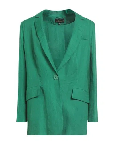 Luisa Spagnoli Woman Blazer Green Size M Linen