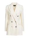 Luisa Spagnoli Woman Blazer Ivory Size 12 Polyester, Virgin Wool, Elastane In Neutral