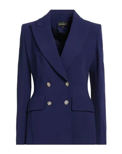 Luisa Spagnoli Woman Blazer Navy Size 10 Acetate, Viscose, Elastane In Blue