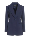 Luisa Spagnoli Woman Blazer Navy Size 12 Polyester, Virgin Wool, Elastane