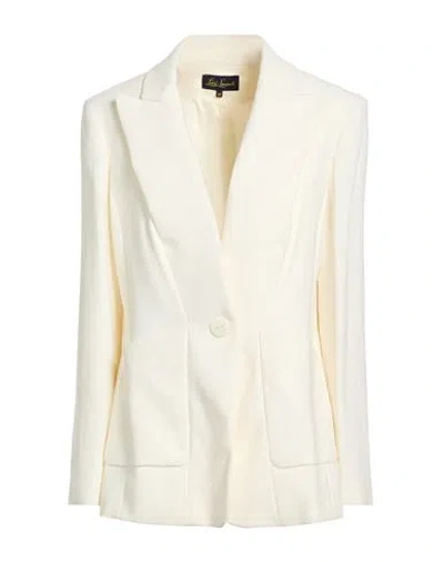 Luisa Spagnoli Woman Blazer Off White Size 12 Polyester, Virgin Wool, Elastane In Neutral