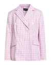 Luisa Spagnoli Woman Blazer Pink Size 12 Cotton, Polyester, Elastane In Pink