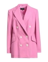 Luisa Spagnoli Woman Blazer Pink Size 12 Virgin Wool, Elastane In Pink