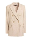 Luisa Spagnoli Woman Blazer Sand Size 12 Linen In Neutral