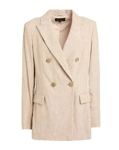 Luisa Spagnoli Woman Blazer Sand Size 12 Linen In Neutral