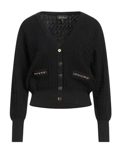 Luisa Spagnoli Woman Cardigan Black Size Xl Viscose, Polyamide