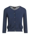 Luisa Spagnoli Woman Cardigan Navy Size L Viscose, Polyamide In Blue