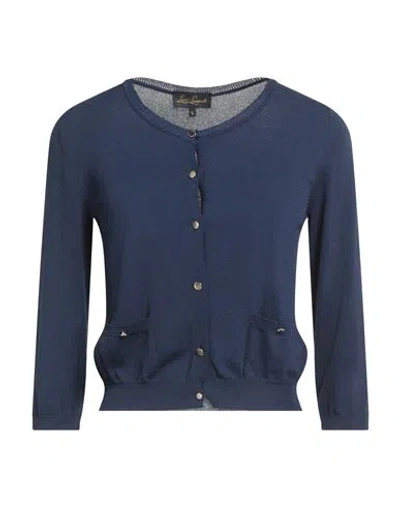 Luisa Spagnoli Woman Cardigan Navy Size L Viscose, Polyamide In Blue