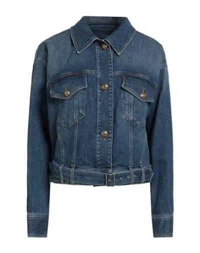 Luisa Spagnoli Woman Denim Outerwear Blue Size L Cotton, Elastane