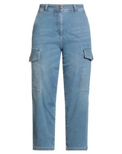 Luisa Spagnoli Woman Jeans Blue Size 12 Cotton, Elastane