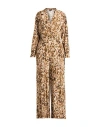 Luisa Spagnoli Woman Jumpsuit Brown Size M Viscose, Linen In Neutral