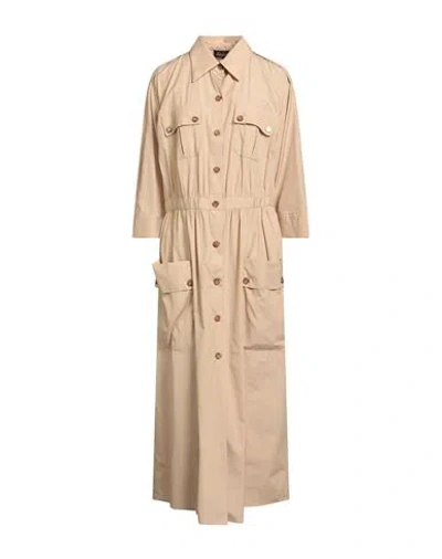 Luisa Spagnoli Woman Maxi Dress Beige Size Xl Cotton
