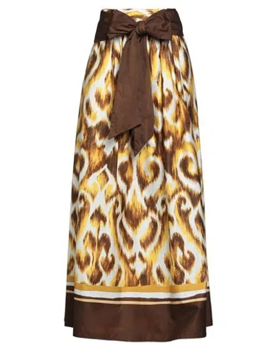 Luisa Spagnoli Woman Maxi Skirt Yellow Size M Cotton