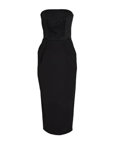 Luisa Spagnoli Woman Midi Dress Black Size 6 Virgin Wool, Elastane, Acetate, Viscose