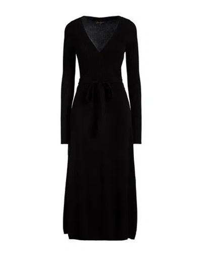 Luisa Spagnoli Woman Midi Dress Black Size M Virgin Wool, Cashmere