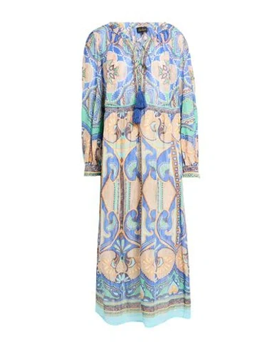 Luisa Spagnoli Woman Midi Dress Blue Size Xl Ramie