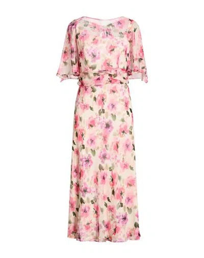 Luisa Spagnoli Woman Midi Dress Blush Size 12 Silk In Multi