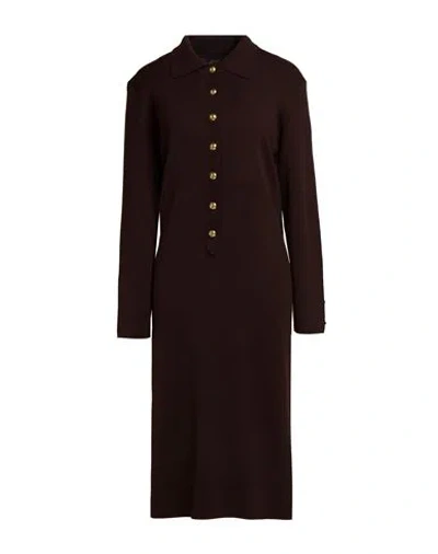 Luisa Spagnoli Woman Midi Dress Dark Brown Size S Virgin Wool
