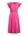 Luisa Spagnoli Woman Midi Dress Fuchsia Size L Cotton, Polyester In Pink