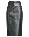 Luisa Spagnoli Woman Midi Skirt Black Size 10 Sheepskin