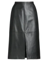 Luisa Spagnoli Woman Midi Skirt Black Size 12 Leather In Black