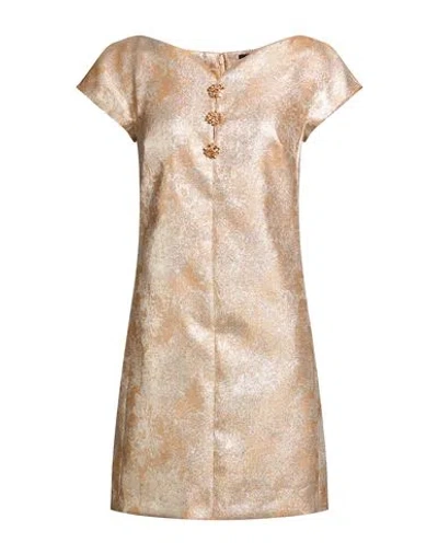 Luisa Spagnoli Woman Mini Dress Gold Size 6 Polyester, Viscose, Metallic Polyester In Neutral