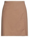 Luisa Spagnoli Woman Mini Skirt Camel Size 10 Cotton, Elastane In Brown