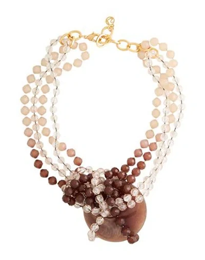 Luisa Spagnoli Woman Necklace Beige Size - Plastic In Multi