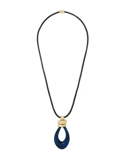 Luisa Spagnoli Woman Necklace Blue Size - Leather