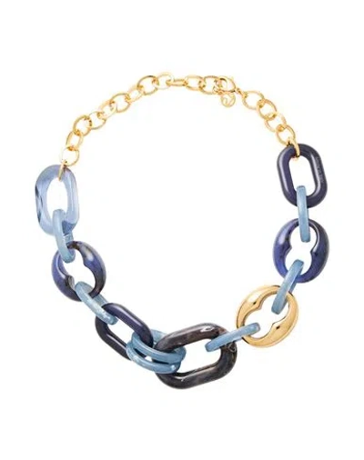 Luisa Spagnoli Woman Necklace Blue Size - Methacrylate, Brass