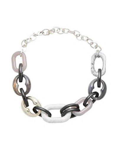 Luisa Spagnoli Woman Necklace Grey Size - Methacrylate, Brass In Multi