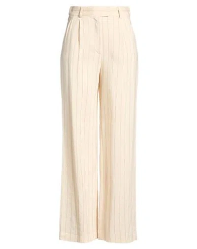Luisa Spagnoli Woman Pants Beige Size 10 Linen, Viscose In White