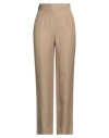 Luisa Spagnoli Woman Pants Beige Size 10 Viscose, Linen In Brown