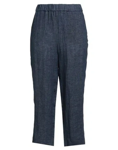 Luisa Spagnoli Woman Pants Blue Size Xl Linen In Black