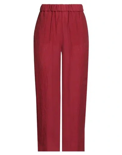 Luisa Spagnoli Woman Pants Brick Size L Linen In Red