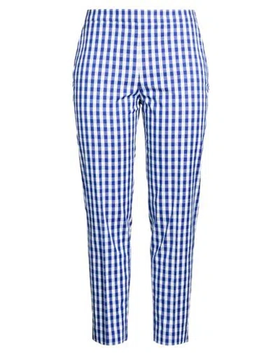 Luisa Spagnoli Woman Pants Bright Blue Size 10 Cotton, Polyester, Elastane