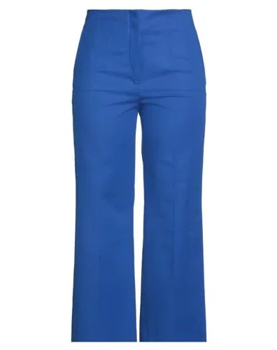 Luisa Spagnoli Woman Pants Bright Blue Size 12 Cotton, Elastane