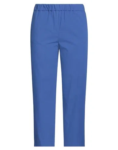 Luisa Spagnoli Woman Pants Bright Blue Size L Cotton, Elastane
