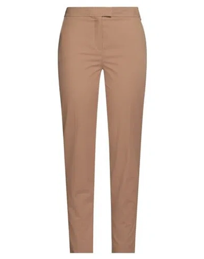 Luisa Spagnoli Woman Pants Camel Size 12 Cotton, Elastane In Brown