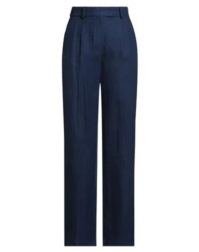 Luisa Spagnoli Woman Pants Navy Size 12 Linen In Blue